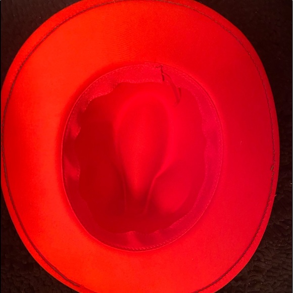 Red Wide brim Fedora hat - Picture 4 of 4
